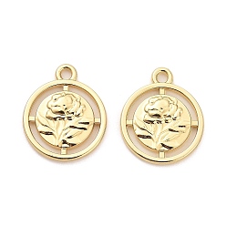 Золотой Стойки подвески обшивки сплава, плоский круглый с цветными чарами, золотые, 19x16x2.5 мм, отверстие : 1.8 мм