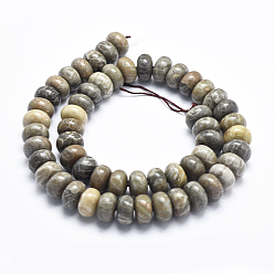 Fossil Coral Natural Fossil Coral Beads Strands, Rondelle, 12x7~8mm, Hole: 1mm, about 55pcs/strand, 15.7 inch
