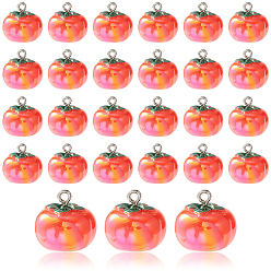 Красный 20подвески из непрозрачной смолы, имитация фруктов/овощей, с металлическими петлями с платиновым напылением, хурма, оранжево-красный, фрукты, 14~20 мм