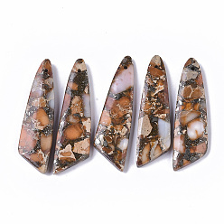 Chocolate Synthetic Regalite/Imperial Jasper/Sea Sediment Jasper Pendants, Dyed, Knife Shape, Chocolate, 45x12x4mm, Hole: 1.2mm