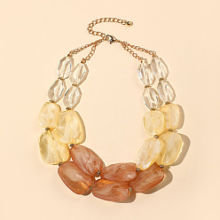 Перу Двухслойные ожерелья из граненых каплевидных бусин из смолы для женщин, с концевыми цепями из сплава, золотые, Перу, 12.60 дюйм (32 см)