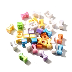 Letter I УФ-покрытие непрозрачные акриловые европейские бусины, бусины с большим отверстием, радужный, буквы, Буква "i", 18.5~22.5x12~20x13~14 мм, отверстие : 6 мм