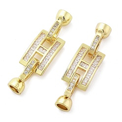 Настоящее золото 18K Латунь с прозрачными кубическими цирконами, застежки-раскладушки, без кадмия, без никеля и без свинца, прямоугольные, реальный 18 k позолоченный, 42 мм