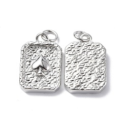 Платина Латунные подвески, без кадмия и без свинца, , прямоугольник с подвеской в виде сердца, платина, 18x12x3 мм, Кольцо: 5x0.8 mm, отверстие : 3.3 мм