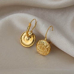 Золотой 304 из нержавеющей стали Leverback серьги, плоские круглые с сглаза, золотые, 30x16 мм