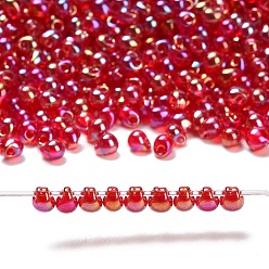 (DP298) Transparent Ruby AB Миюки 3.4мм капельные бусины, японский бисер, прозрачные цвета AB, (dp298) прозрачный рубин ab, 3.4x3 мм, отверстие : 0.65 мм, Около 180 шт / 10 г