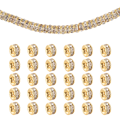 Настоящее золото 18K 50 шт. 316 бусины-разделители из хирургической нержавеющей стали со стразами, плоско-круглые, ионное покрытие (ip), реальный 18 k позолоченный, 5x2.5 мм, отверстие : 1 мм