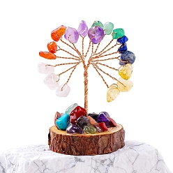 Смешанные камни Украшения из натурального драгоценного камня дерево жизни, Медная проволока, энергетический камень фэн-шуй, подарок для женщин и мужчин, медитация, 30~40x50~70 мм