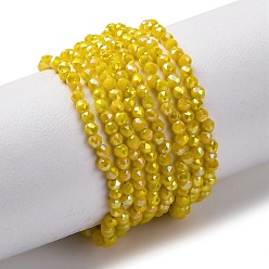 Желтый Прозрачные стеклянные бусины гальваническим пряди, нити круглых бусин, граненые, желтые, 2 мм, отверстие : 0.6 мм, около 182~188 шт / нитка, 13.78~14.33'' (35~36.4 см)