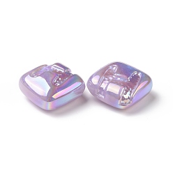 Medium Purple Rainbow Iridescent Plating Acrylic Beads, Glitter Beads, Rhombus with Letter H Pattern, Medium Purple, 29.5x29.5x14mm, Hole: 3.2mm