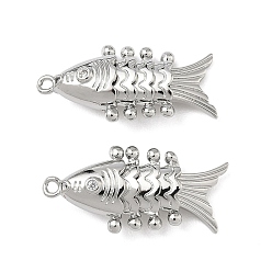Платина Латунные микро проложить кубического циркония подвески, рыбы прелести, платина, 24.5x12x6 мм, отверстие : 1.2 мм