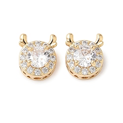 Прозрачный Латунные микро проложить кубического циркония бусы, без кадмия, без никеля и без свинца, реальный 18 k позолоченный, голова оленя, прозрачные, 11.5x10x6.5 мм, отверстие : 1.8 мм