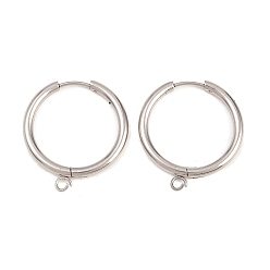 Нержавеющая Сталь Цвет 316 серьги с обручем из нержавеющей стали, с петлей, долговечный, цвет нержавеющей стали, 25.5x2.5 мм, отверстие : 2.5 мм, штифты : 1 мм