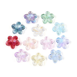 (52) Непрозрачная лаванда Выпечка расписные прозрачные стеклянные бусины, 5-лепестков цветка, с блеском порошок, разноцветные, 12~12.5x12.5~13x3.5~4 мм, отверстие : 1.2~1.4 мм, Около 1695 шт / 1000 г