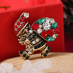 Santa Claus Брошь-булавка из золотистого сплава со стразами на рождественскую тематику, красочный, Дед Мороз