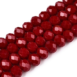 (123L) Белый крем непрозрачный блеск Непрозрачный сплошной цвет имитация нефрита стеклянные бусины пряди, граненые, рондель, огнеупорный кирпич, 8x6 мм, отверстие : 1 мм, около 60~62 шт / нитка, 39~40 см