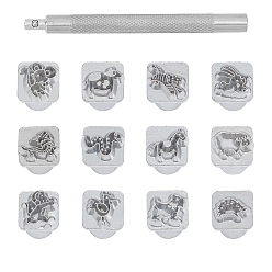 Платина Набор перфораторов из цинкового сплава, с рисунком знака зодиака 12, без кадмия и без свинца, платина, упаковка: 16.3x8.6x2.1 см