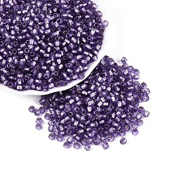 Темно-синий  Шифер Серебряные подкладке стекло бисер, двухконусные, темный сланец синий, 3x4 мм, отверстие : 1.5~1.6 мм, Около 9000 шт / фунт