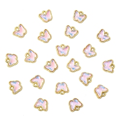 Violet 20Pcs Rack Plating Alloy Glass Charms, Butterfly, Golden, Violet, 9x9.5x3.5mm, Hole: 1mm