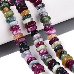 Mixed Color Dyed Natural Quartz Beads Strands, Nuggets, Heishi Beads, Mixed Color, 6~13x6~13x3~6mm, Hole: 1~1.2mm, about 80~86pcs/strand, 14.37~15.75 inch(36.5~40cm)