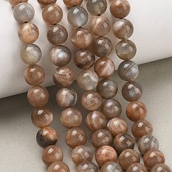 Multi-Moonstone Нити из натуральных бусин из нескольких лунных камней, гладкий круглый, 8~9 мм, отверстие : 0.9 мм, около 46 шт / нитка, 15.35'' (39 см)