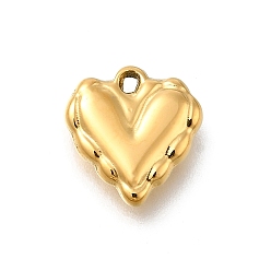 Настоящее золото 14K 304 прелести нержавеющей стали, шарма сердца, ионное покрытие (ip), реальный 14 k позолоченный, 11.5x11x3 мм, отверстие : 1 мм