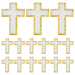 Белый 15 шт. нашивки на полотенце с вышивкой, приклеиваемые утюгом/пришиваемые, аппликация, значки, для одежды, платье, шляпа, джинсы, украшения своими руками, крестик, белые, 81x58x2.5 мм