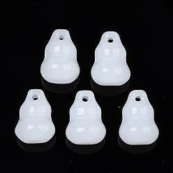 White Imitation Jade Glass Pendants, Gourd/ Calabash Charms, White, 11~12x16mm, Hole: 1.5mm