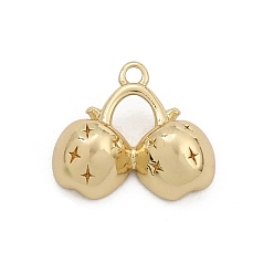 Echt 18 k vergoldet Messing Charme, Apfel mit Sterncharme, echt 18 k vergoldet, 13x15x4.5 mm, Bohrung: 1.2 mm