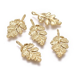 Golden Ion Plating(IP) 304 Stainless Steel Pendants,  Leaf, Golden, 22x12x2mm, Hole: 1.6mm