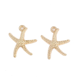 Золотой Подвески из сплава с морской тематикой, морская звезда, золотые, 15.5x14x2.5 мм, отверстие : 1.4 мм