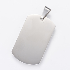 Stainless Steel Color 304 Stainless Steel Stamping Blank Tag Pendants, Double Side Polished, Rectangle, Stainless Steel Color, 40x23.5x2mm, Hole: 7x4mm