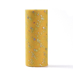 Золотистый Сетчатые ленты с блестками и пайетками, тюль ткань, Тюль-рулонная ткань для юбки, луна и звезда, золотые, 6 дюйм (15 см), о 25yards / рулон (22.86 м / рулон)