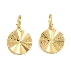 Chapado en Oro Real 18K Encantos de bronce, Plano y redondo con dijes en forma de rayos de sol., sin plomo y cadmio, chapado en rack, larga duración plateado, real 18 k chapado en oro, 9.5x6x0.8 mm, agujero: 2 mm