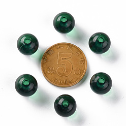 Dark Green Transparent Acrylic Beads, Round, Dark Green, 10x9mm, Hole: 2mm, about 940pcs/500g