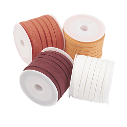 (52) Непрозрачная лаванда Шнуры из искусственной замши, искусственная замшевая кружева, разноцветные, 5x1.5 мм, около 5.46 ярдов (5 м) / рулон, 4 рулонов / набор