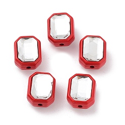 Purpur Spritzlackierte Legierungsperle, mit Glas, Raute , Purpur, 10.5x8.5x7 mm, Bohrung: 1.4 mm