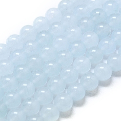 Светло-Синий Натуральный Malaysia нефритовые бусы пряди, окрашенная и подогревом, круглые, голубой, 8~8.5 мм, отверстие : 1.2 мм, около 48 шт / нитка, 14.96 дюйм (38 см)