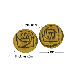 Or Antique Perles en alliage de style tibétain pour la Saint-Valentin, sans cadmium et sans nickel et sans plomb, rose, Or antique, 7x6mm, Trou: 1mm