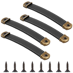 Черный 4 Прямоугольные сумки из искусственной кожи с ручками, со сплавочной фурнитурой, античная бронза, чёрные, 143x21.5x4 мм