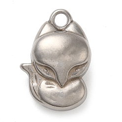 Нержавеющая Сталь Цвет 304 подвески из нержавеющей стали, очарование лисы, цвет нержавеющей стали, 20x14x9 мм, отверстие : 2.5 мм