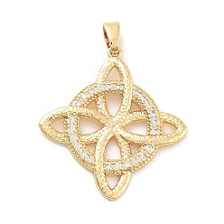 Настоящее золото 18K Покрытие стойки латунь микропаве прозрачные подвески из кубического циркония, узел, без кадмия и без свинца, долговечный, реальный 18 k позолоченный, 33x30x2 мм, отверстие : 6x3 мм