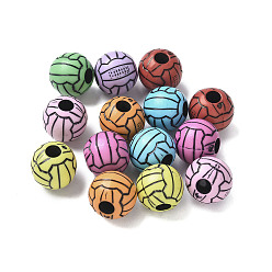 (52) Непрозрачная лаванда Непрозрачные акриловые бусины на спортивную тематику, волейбол, разноцветные, 11.5x10.5 мм, отверстие : 3.5 мм, 633~641 шт / 500 г