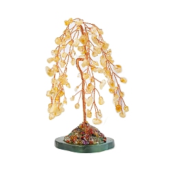 Цитрин Натуральные цитриновые чипсы Дерево жизни украшения, Медная проволока, энергетический камень фэн-шуй, подарок для женщин и мужчин, медитация, 40~45x100~110 мм