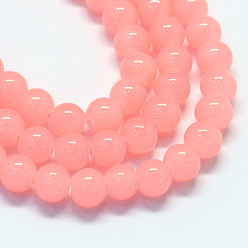 Light Coral Baking Painted Imitation Jade Glass Round Bead Strands, Light Coral, 6.5mm, Hole: 1.5mm, about 145pcs/strand, 31.8 inch