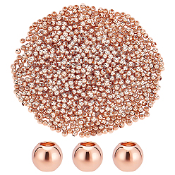 Розовое Золото Латунные бусины, долговечный, круглые, розовое золото , 2 мм