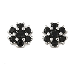 Платина Латунные микро проложить кубического циркония бусы, без кадмия, без никеля и без свинца, цветок, платина, 7x7.5x3.5 мм, отверстие : 0.8 мм