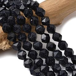 Синий Драгоценный Камень Синтетический синий авантюрин бисер нитей, звезды вырезать круглые бусы, граненые, 7~8x7~8x7~8 мм, отверстие : 1 мм, около 46~47 шт / нитка, 14.72''~15'' (37.4~38.1 см)