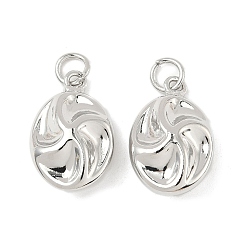 Платина Латунные подвески, овальные, стойки покрытие, долговечный, без кадмия и без свинца, с целью перехода в кольце, платина, 22x14x8.5 мм, отверстие : 4 мм