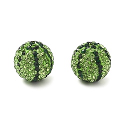 Перидот Полимерная глина узор арбуз стразы бусины, круглые, для самодельных украшений и украшений для телефонных цепочек, перидот, 16.5x16 мм, отверстие : 1.6 мм